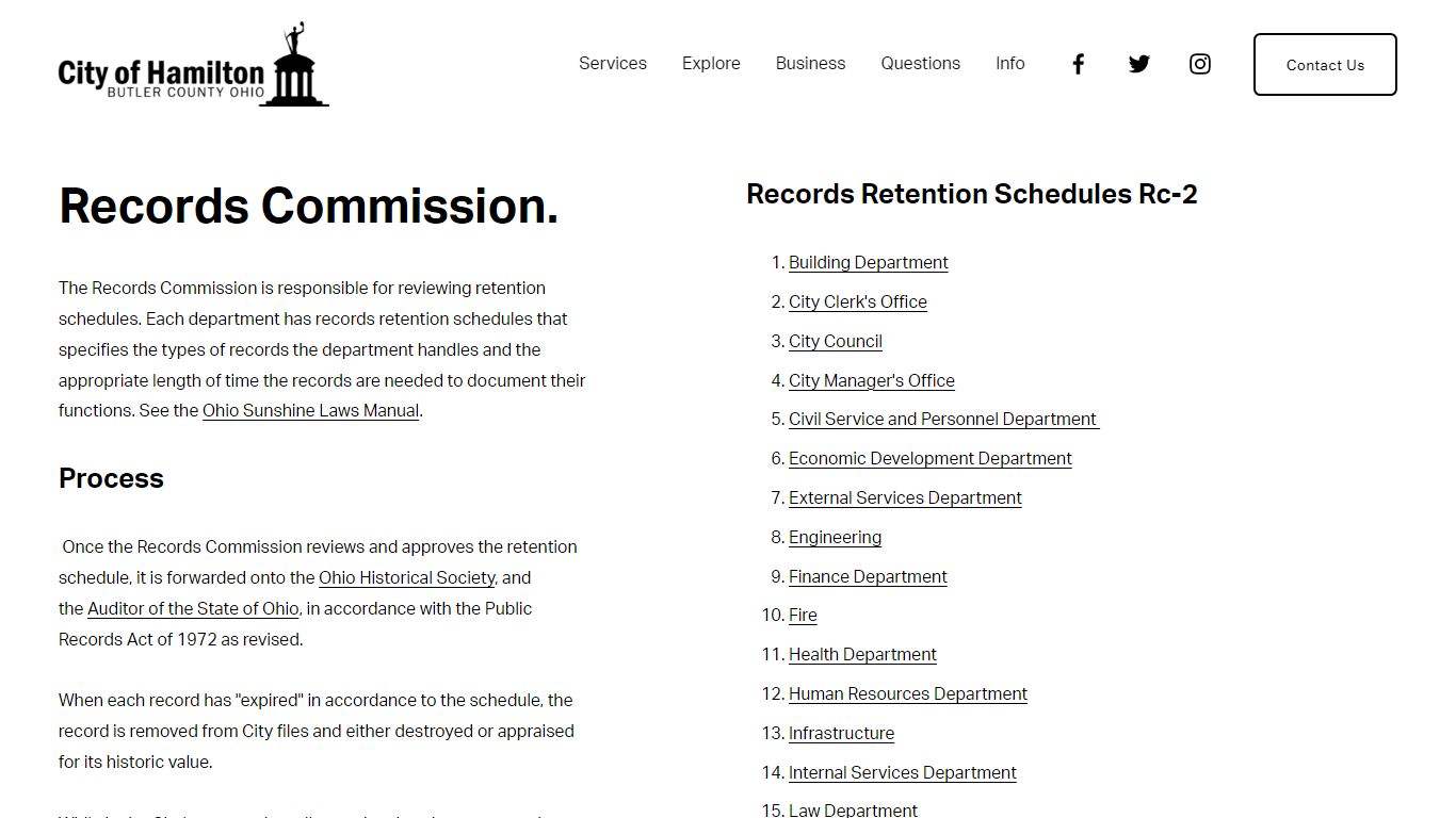 Records Commission — City of Hamilton, OH