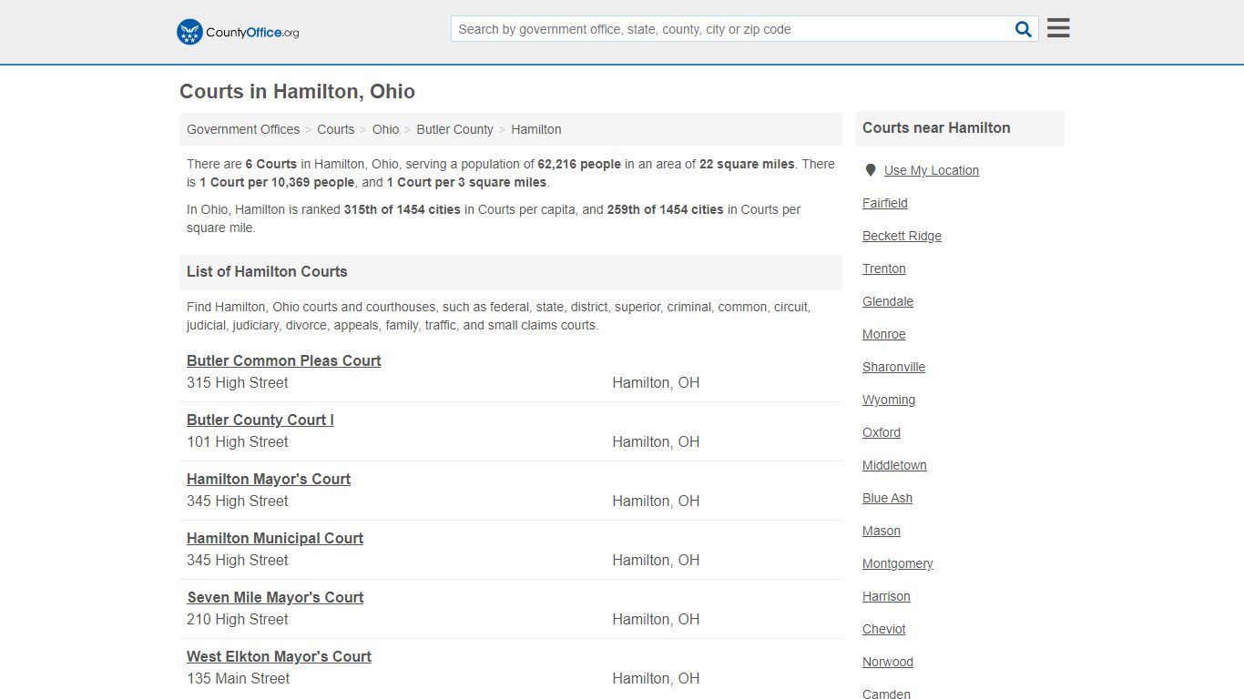 Courts - Hamilton, OH (Court Records & Calendars)